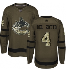 Men's Adidas Vancouver Canucks #4 Michael Del Zotto Authentic Green Salute to Service NHL Jersey