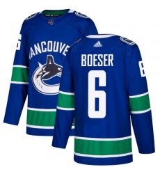 Men's Adidas Vancouver Canucks #6 Brock Boeser Premier Blue Home NHL Jersey