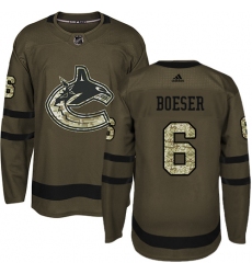 Youth Adidas Vancouver Canucks #6 Brock Boeser Authentic Green Salute to Service NHL Jersey