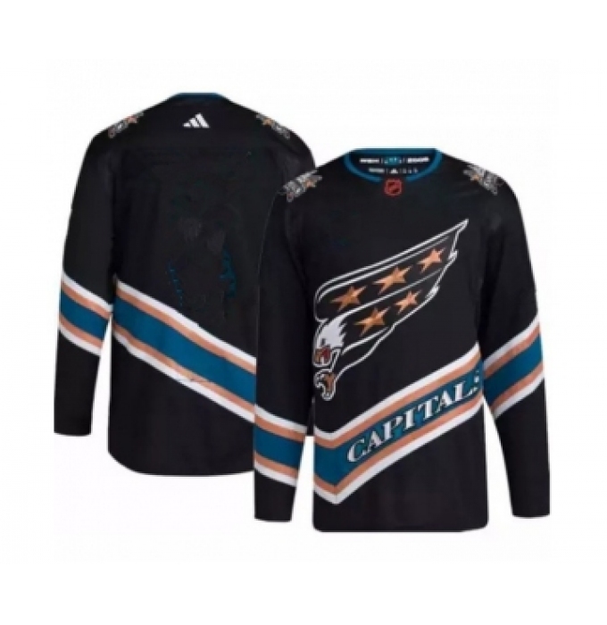 Men's Washington Capitals Blank Black 2022-23 Reverse Retro Stitched Jersey
