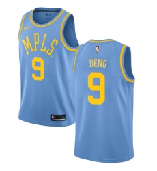 Men's Nike Los Angeles Lakers #9 Luol Deng Authentic Blue Hardwood Classics NBA Jersey