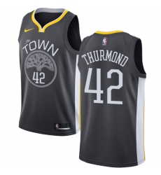 Men's Nike Golden State Warriors #42 Nate Thurmond Swingman Black Alternate NBA Jersey - Statement Edition