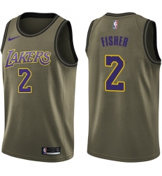 Youth Nike Los Angeles Lakers #2 Derek Fisher Swingman Green Salute to Service NBA Jersey