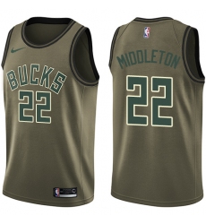 Men's Nike Milwaukee Bucks #22 Khris Middleton Swingman Green Salute to Service NBA Jersey