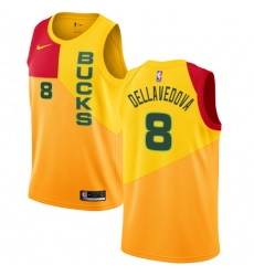 Women's Nike Milwaukee Bucks #8 Matthew Dellavedova Swingman Yellow NBA Jersey - City Edition
