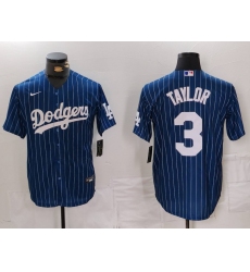 Men's Los Angeles Dodgers #3 Chris Taylor Navy Pinstripe Stitched Cool Base Nike Jersey