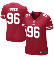 Women's Nike San Francisco 49ers #96 Datone Jones Game Red Team Color NFL Jersey