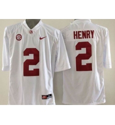 Alabama Crimson Tide #2 Derrick Henry White SEC Patch Stitched NCAA Jersey