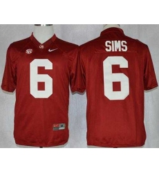 Crimson Tide #6 Blake Sims Red Limited Stitched NCAA Jersey