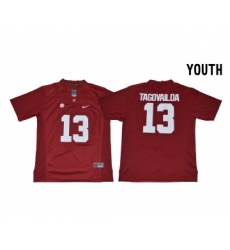 Alabama Crimson Tide 13 Tua Tagovailoa Red Youth With Diamond Logo College Football Jersey