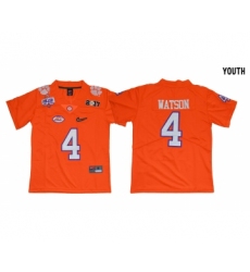 Clemson Tigers 4 Deshaun Watson Orange Youth Diamond Logo 1975-1978 Fuller College Jersey