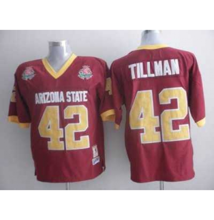 Sun Devils #42 Pat Tillman Red 1997 Rose Bowl Patch Embroidered NCAA Jersey