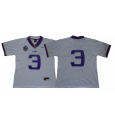 LSU Tigers #3 White 125 Sesons Nike College Football Jersey