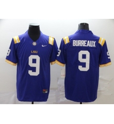 Men's LSU Tigers #9 Burreaux Purple College Football Jersey