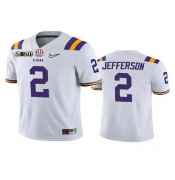 Youth LSU Tigers #2 Justin Jefferson White 2020 National Championship Game Jersey