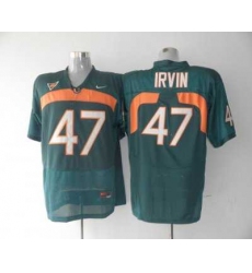 Hurricanes #47 Michael Irvin Green Embroidered NCAA Jerseys