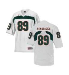 Miami Hurricanes 89 Hendricks White College Football Jersey