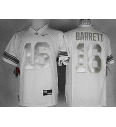 Buckeyes #16 J. T. Barrett White Limited Platinum Stitched NCAA Jersey