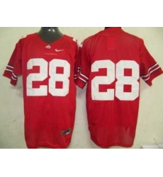 Buckeyes #28 Red Embroidered NCAA Jersey