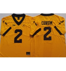 Men's Michigan Wolverines #2 CORUM Yellow Stitched Jersey