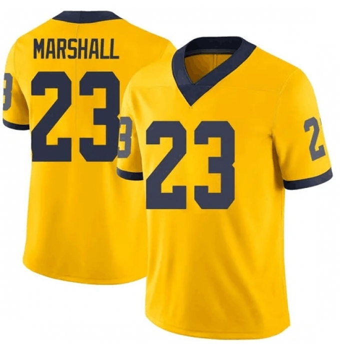 Men's Michigan Wolverines #23 Jordan Marshall Yellow Stitched Football Jersey