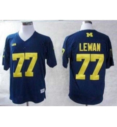 Michigan Wolverines 77 Taylor Lewan Blue Big Ten Patch College Football NCAA Jerseys