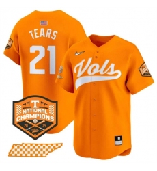 Men's Tennessee Volunteers #21 Kavares Tears Orange 2024 Champions Vapor Limited Stitched Jersey