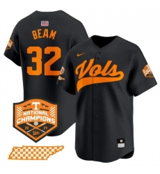 Men's Tennessee Volunteers #32 Drew Beam Black 2024 Champions Vapor Limited Stitched Jersey