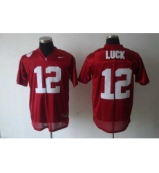 Cardinal #12 Andrew Luck Red Embroidered NCAA Jersey