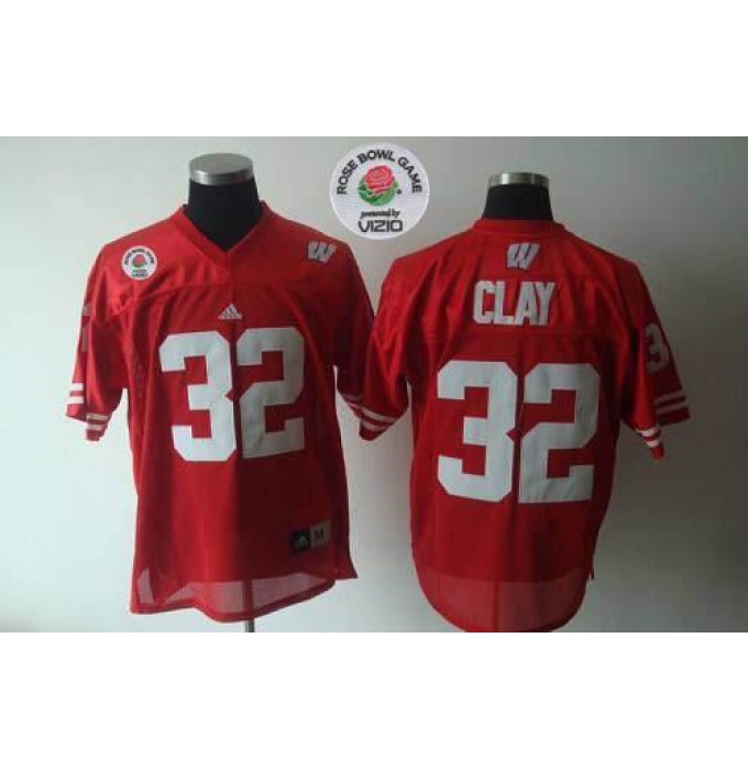 Wisconsin Badgers #32 John Clay Red Rose Bowl Game Stitched NCAA Jersey