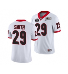 Men’s Georgia Bulldogs #29 Christopher Smith 2022 Patch White College Football Stitched Jersey