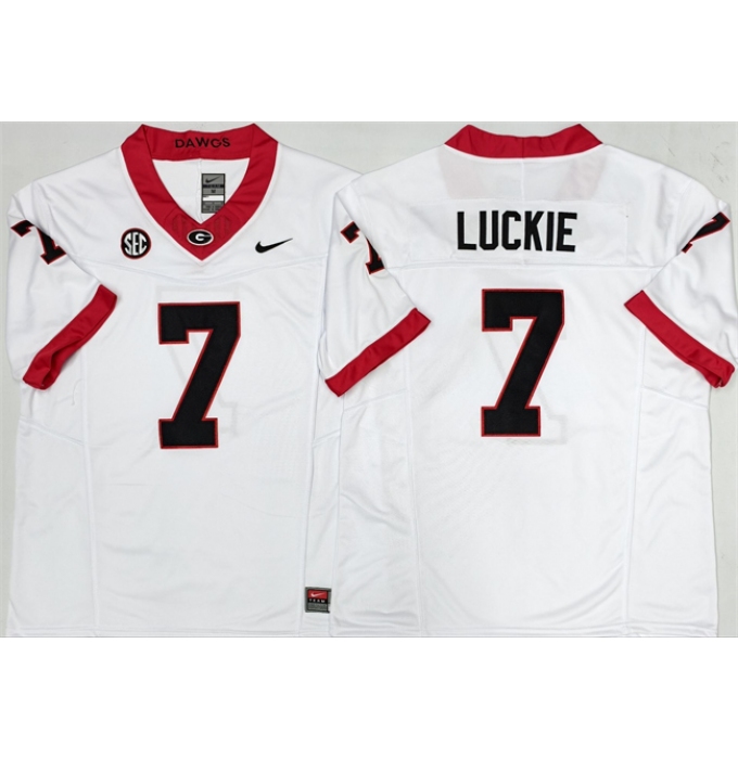 Men's Georgia Bulldogs #7 Lawson Luckie White 2025 F.U.S.E. Stitched Jersey
