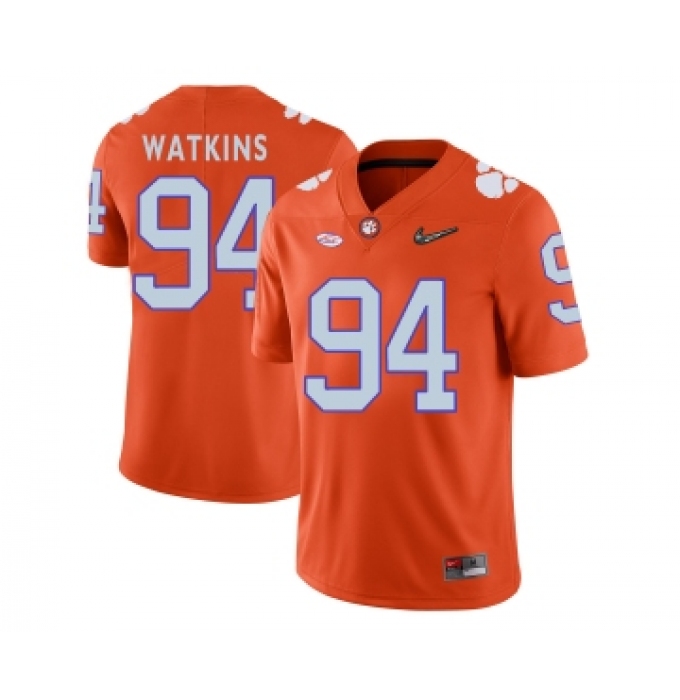 Clemson Tigers 94 Carlos Watkins Orange With Diamond Logo College Football Jersey