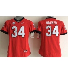 Women's Bulldogs #34 Herschel Walker Red Stitched NCAA Jersey