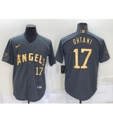 Men's Los Angeles Angels #17 Shohei Ohtani Number Grey 2022 All Star Stitched Cool Base Nike Jersey