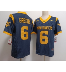 Men's West Virginia Mountaineers #6 Garrett Greene Navy FUSE College Stitched Jersey