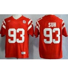 Nebraska Cornhuskers 93 Ndamukong Suh Red NCAA Jerseys