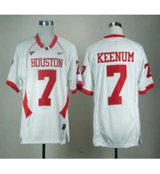 NCAA Houston Cougars Case Keenum 7 White C-USA Patch College Football Jerseys