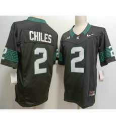 Men's Michigan State Spartans #2 Aidan Chiles Black FUSE College Football Jersey