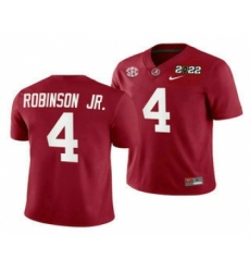 Men's Alabama Crimson Tide #4 Brian Robinson Jr 2022 Patch Red College Football Stitched Jersey