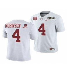 Men's Alabama Crimson Tide #4 Brian Robinson Jr 2022 Patch White College Football Stitched Jersey