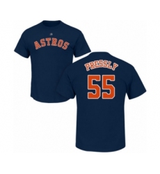 Baseball Houston Astros #55 Ryan Pressly Navy Blue Name & Number T-Shirt