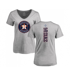 Baseball Women's Houston Astros #16 Aledmys Diaz Ash Backer T-Shirt