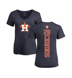 Baseball Women's Houston Astros #28 Robinson Chirinos Navy Blue Backer T-Shirt