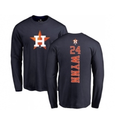 MLB Nike Houston Astros #24 Jimmy Wynn Navy Blue Backer Long Sleeve T-Shirt