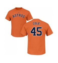 MLB Nike Houston Astros #45 Gerrit Cole Orange Name & Number T-Shirt