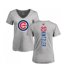 Baseball Women's Chicago Cubs #20 Brandon Kintzler Ash Backer T-Shirt
