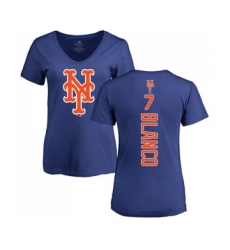 Baseball Women's New York Mets #7 Gregor Blanco Royal Blue Backer T-Shirt