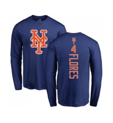 MLB Nike New York Mets #4 Wilmer Flores Royal Blue Backer Long Sleeve T-Shirt