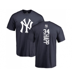 Baseball New York Yankees #34 J.A. Happ Navy Blue Backer T-Shirt